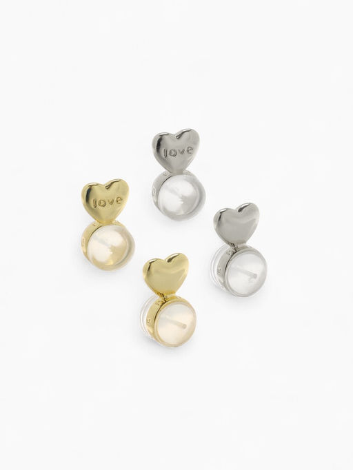 Заглушки силиконовые «Сердце» поддерживающие (3 пары), цвет золото, серебро