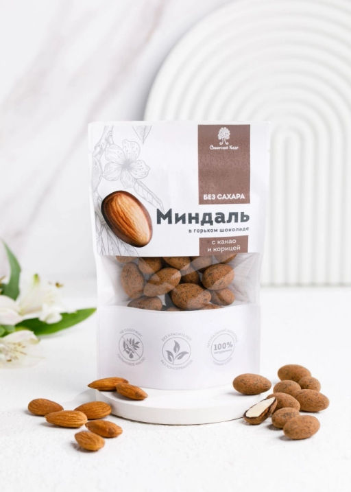 ? Миндаль в горьком шоколаде без сахара с корицей, 60 г - Сибирский кедр фото 9