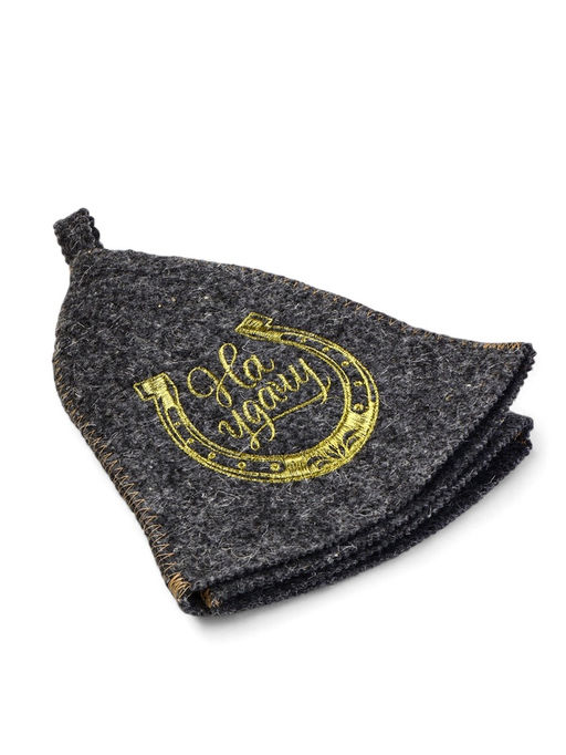 Набор для бани и сауны «На удачу», шерсть 50%, полиэфир 50%, 2 предмета: шапка, коврик