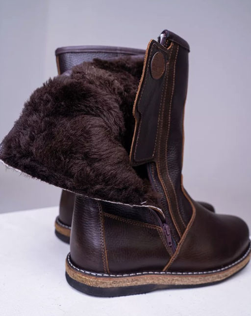 Сапоги мужские Алтай, коричневые, войлочная подошва