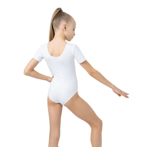 Купальник гимнастический Grace Dance, с коротким рукавом, р. 38, цвет белый  фото 4