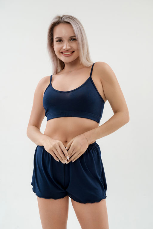 Пижама женская из бра и шорт из вискозы коллекция Лотос темно-синий - Амадэль фото 4
