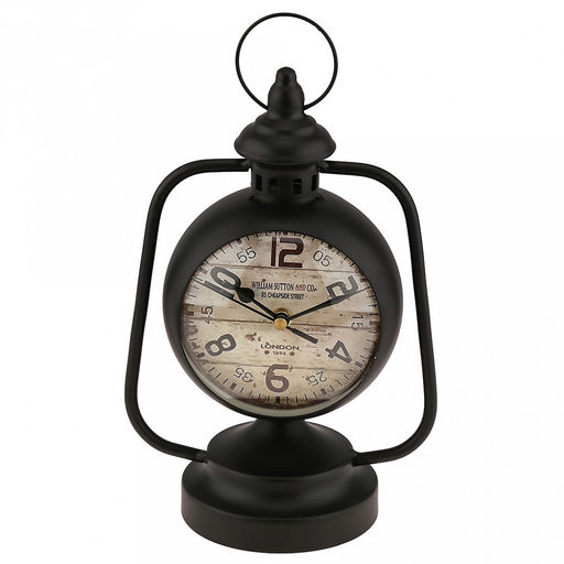 Часы настольные интерьерные "Летучая мышь" 18х11х26см, циферблат с рисунком, бежевый; цифры арабские, черный; выпуклое стекло; корпус металл, черный матовый; в коробке (Китай)