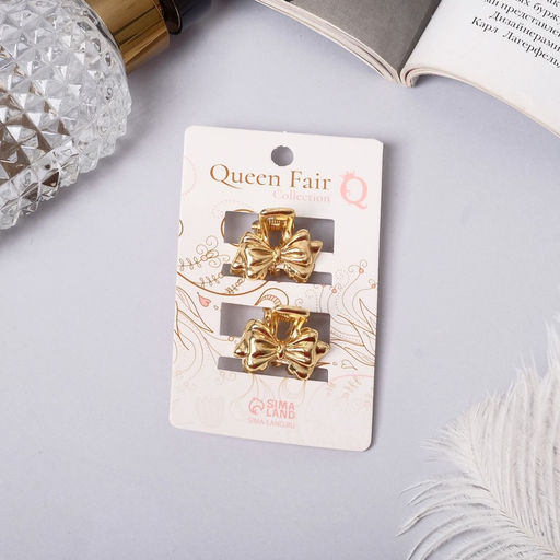 Цена за 2 шт. Крабики для волос «Либерти», набор 2 шт., бантик, 2 см, золото