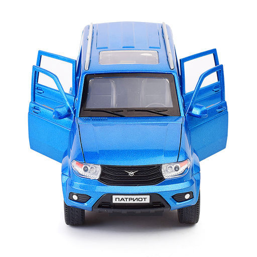 Машина металл UAZ Патриот 17,8 см, (двери, свет-звук, инерция, син,) в коробке