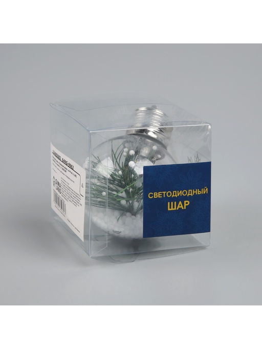 Ёлочный шар Снежная хвоя, d=6 см, 1 LED, от батареек LR44x3, свечение тёплое белое - Luazon lighting фото 11