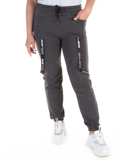 QB-82 DK. GRAY Брюки спортивные женские (95% хлопок, 5% стрейч) P&S