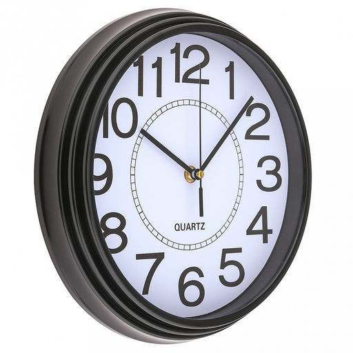 Часы настенные Сигнум д23,4-26,5см, h4,2см, мягкий ход, циферблат белый; цифры крупные арабские, черный; корпус пластик, черный; в коробке (Китай) - Домашняя мода фото 2