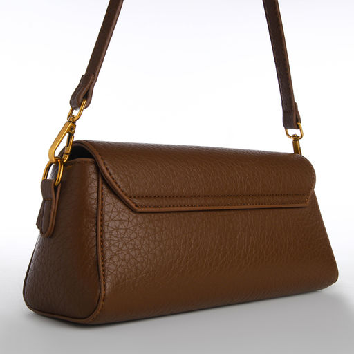 Сумка женская мессенджер TEXTURA на клапане, 26×9×12 см, тёмно-коричневая