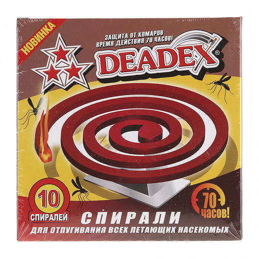 Средство от комаров, спираль 10шт, красный, "Deadex" (Россия)
