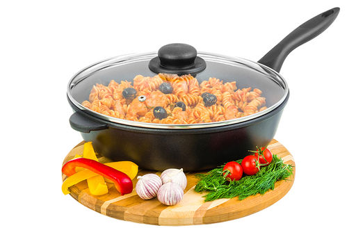 Сковорода глубокая 28 см ГАРМОНИЯ ВКУСА Черный Оникс С КРЫШКОЙ ф28, н/р, 50*29*12,5 см - Elan gallery фото 3