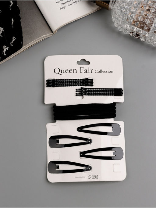 Цена за 3 шт. Набор для волос QF «Простой», набор 18 шт., чёрный