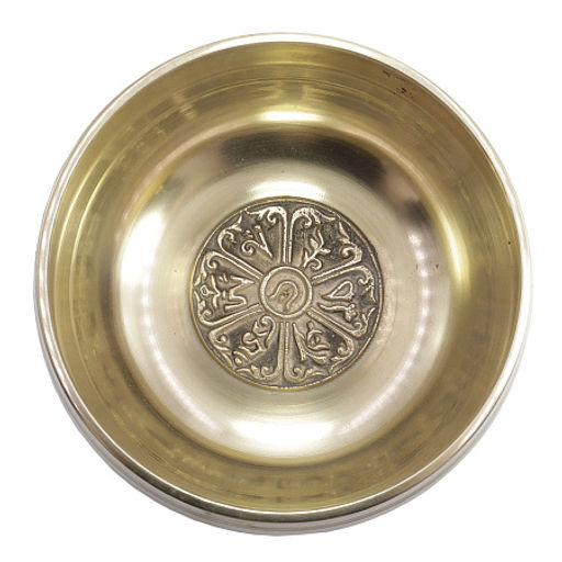 Чаша поющая Gold с барельефом 7металлов 601г-800г Для восстановления ауры d-11cм h-6см ХРУПКОЕ