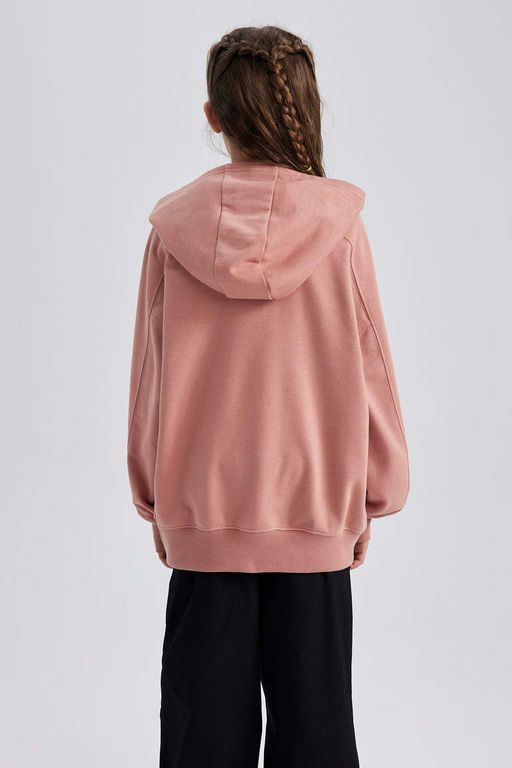 Толстая толстовка с капюшоном и принтом для девочек - Defacto фото 4