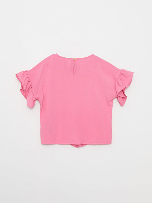 Bisiklet Yaka Basic K?sa Kollu Viskon K?z ?ocuk Bluz - Waikiki фото 2