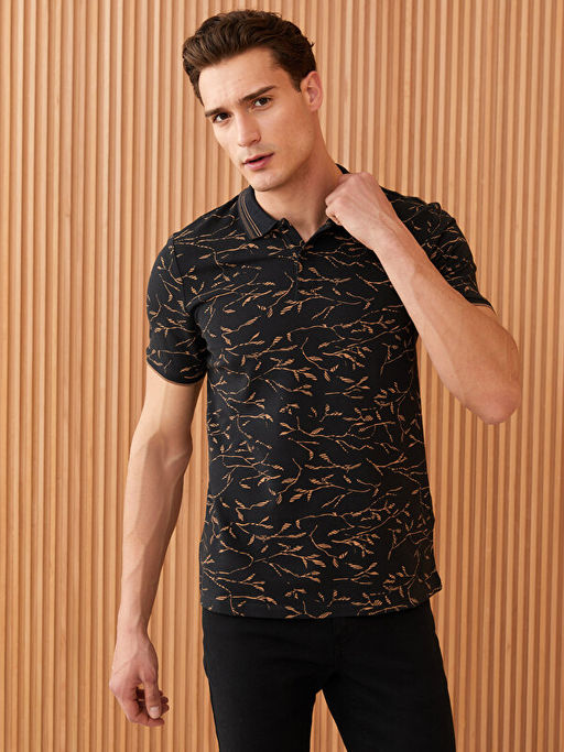 Polo Yaka K?sa Kollu Desenli Pike Erkek Ti??rt