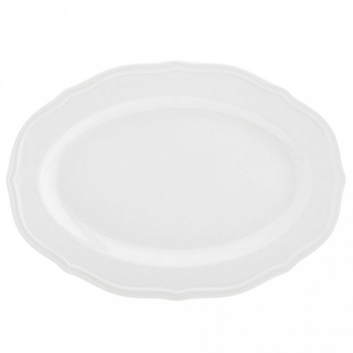 "Совершенство" Блюдо овальное фарфоровое 247х176х20мм, белый, рельефный декор, волнистый край (Китай)
