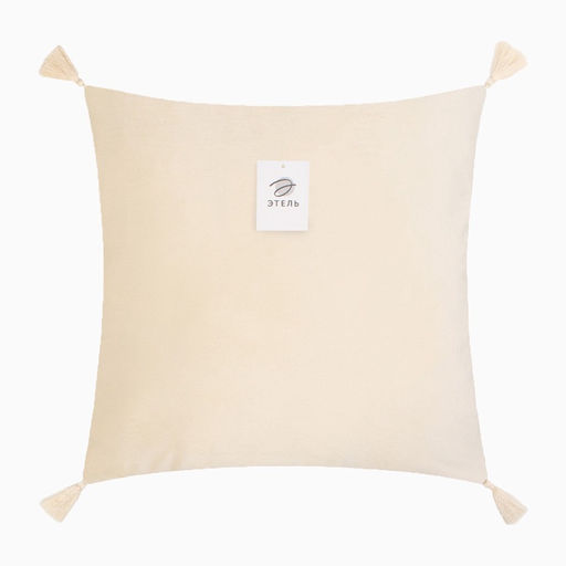 Набор декоративных наволочек Этель с кисточками, цвет молочный, 45х45 см - 2 шт, полиэстер, велюр  фото 11