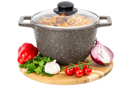 Казан 3 л ГАРМОНИЯ ВКУСА Коричневый опал С КРЫШКОЙ ф20, 28*21,5*18,5 см - Elan gallery фото 3