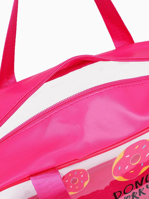 Косметичка на молнии для бассейна, большая, с ручками, с ярким принтом, малиновая