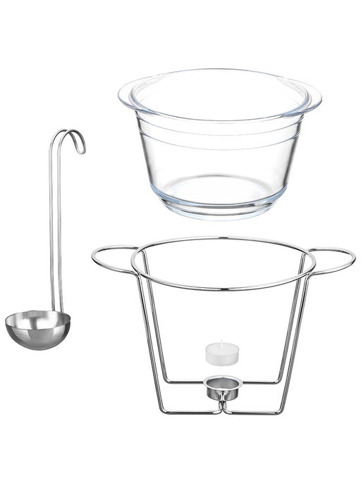 Мармит 3,8 л 34*24*27,5 см "Круглый" с половником, с крышкой из нержав. стали, на подставке, стекло