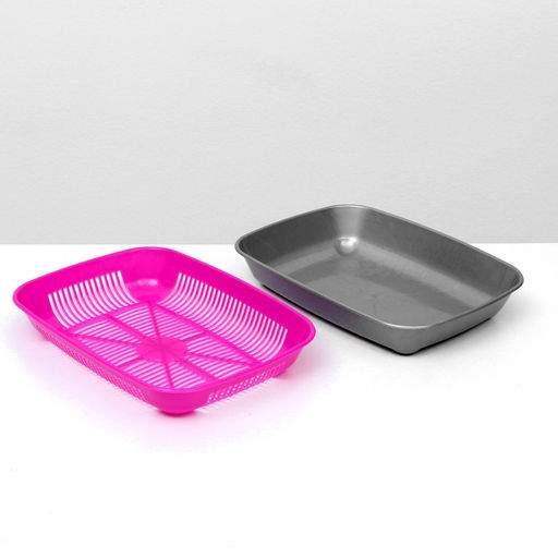 Туалет округлый с сеткой 33,5 х 25 х 6 см, маджента/серый - Simaland фото 5