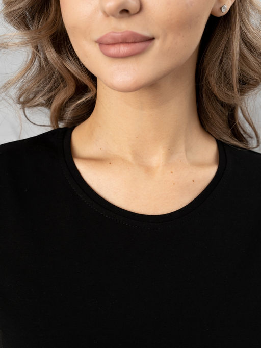 Футболка с КРУЖЕВОМ хлопок 95%, лайкра 5%,черная - Binita фото 6