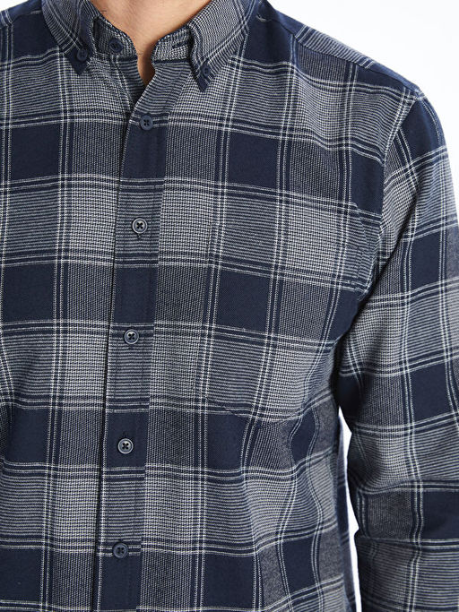 Regular Fit Uzun Kollu Ekose Gabardin Erkek G?mlek