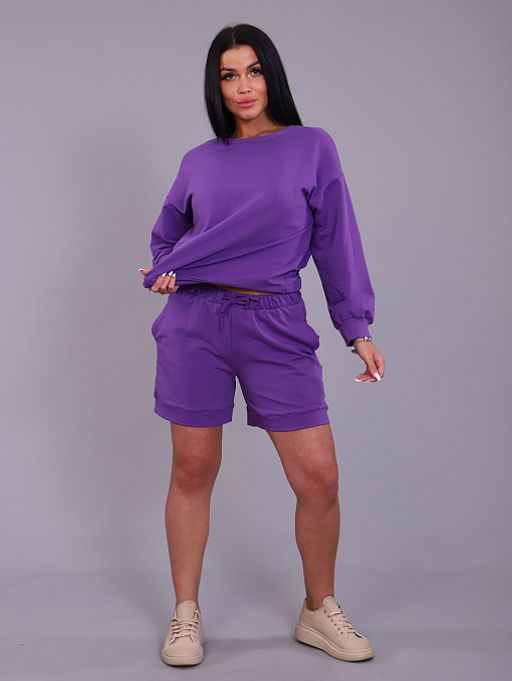 РАСПРОДАЖА Костюм(свитшот+шорты) 910/сиреневый - Ihomelux фото 2