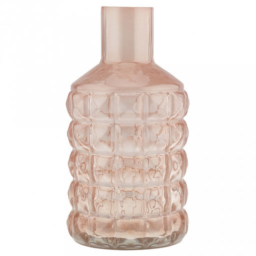 Ваза для цветов стеклянная "Альхес" 1,25л, д11,8см, h22,5см, форма "бутылка", малая, текстурная, "Скандик", грезы (Россия)