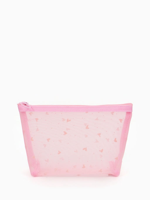 Косметичка дор Сердца, сетка 17*6,5*13,5, отд на молнии, розовый