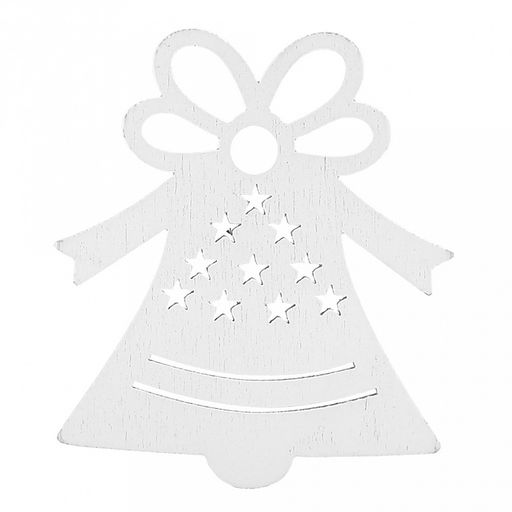 Елочная игрушка фигурка деревянная "Колокольчик" h5см, белый, набор 20шт (Россия)