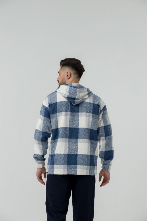 УТЕПЛЕННАЯ Толстовка клетка унисекс, т.синий - Knitka wear фото 5