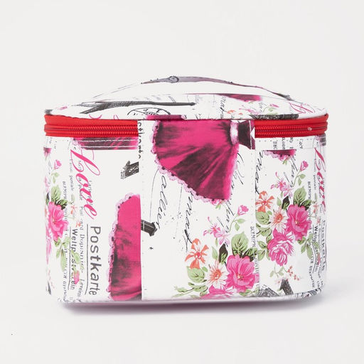 Косметичка на молнии, цвет белый/красный
