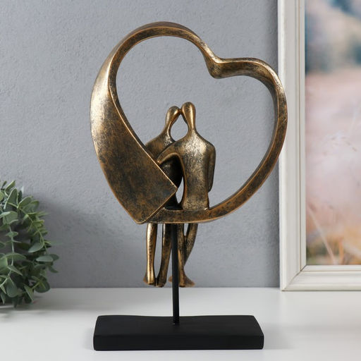 Фигурка полистоун «Двое в сердечке», под металл, 19.4×10.4×31.5 см