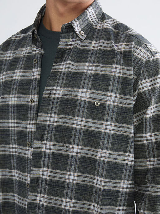 Regular Fit Uzun Kollu Ekose Gabardin Erkek G?mlek