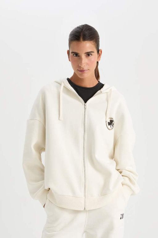 DeFactoFit NBA Boston Celtics кардиган оверсайз широкого кроя с капюшоном и принтом на спине из плотной ткани  фото 3