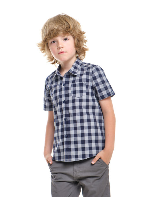 Рубашка для мальчика UD 7903 синяя клетка - Mini maxi фото 11