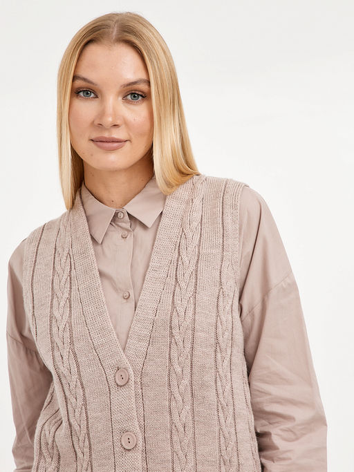 кардиган женский без рукавов с косами - Glenfield фото 5