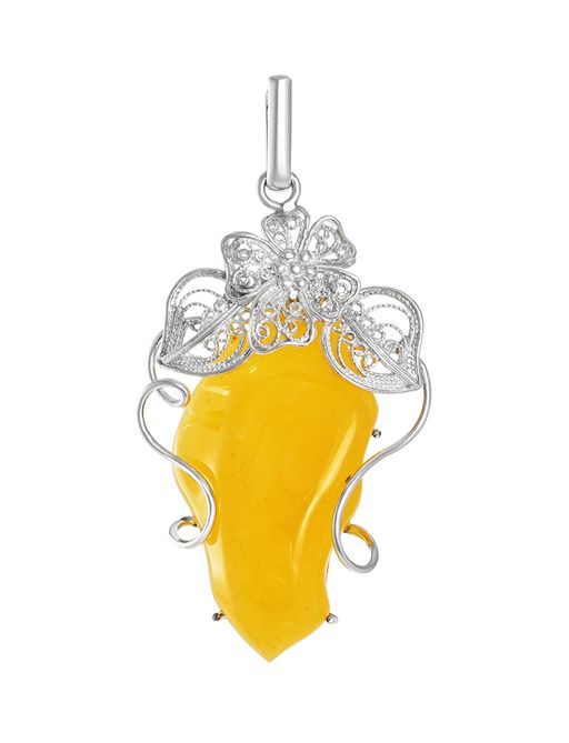 Роскошная подвеска из натурального медового янтаря Филигрань