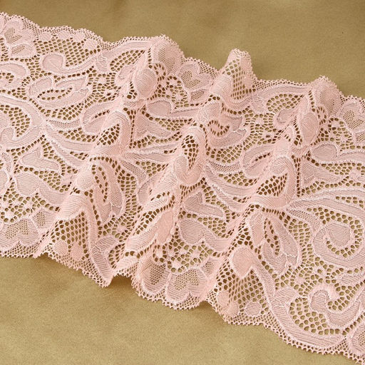 Кружевная эластичная ткань, 170 мм, 2.7±0.5 м, розово-бежевая