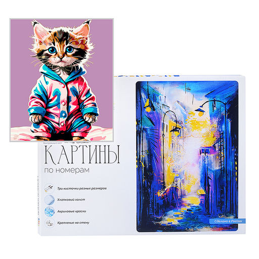 Картины по номерам "Котенок в пижаме" 30х40см
