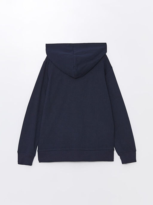 Kap??onlu Basic Uzun Kollu K?z ?ocuk Fermuarl? Sweatshirt