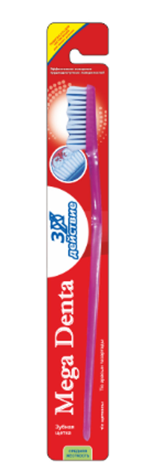MEGA DENTA зубн.щетка 3Х действие ср.жест.