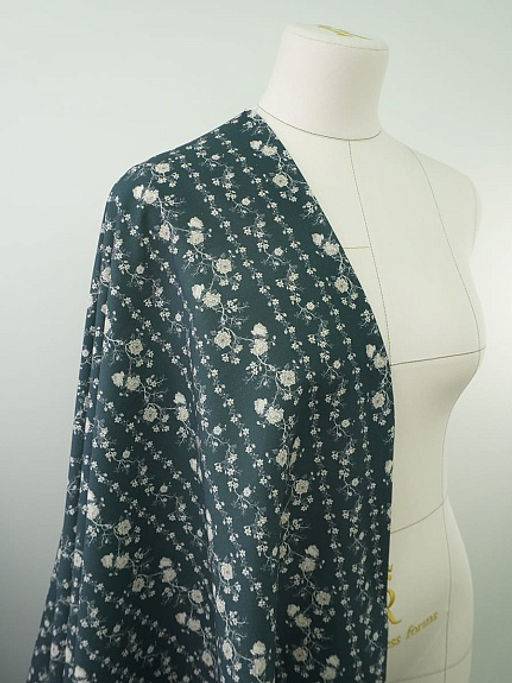 Импорт. хлопок Digital Цветущие дорожки цв.т.морская волна, ш.1.4м, хлопок-100%, 135гр/м.кв - Купава фото 2