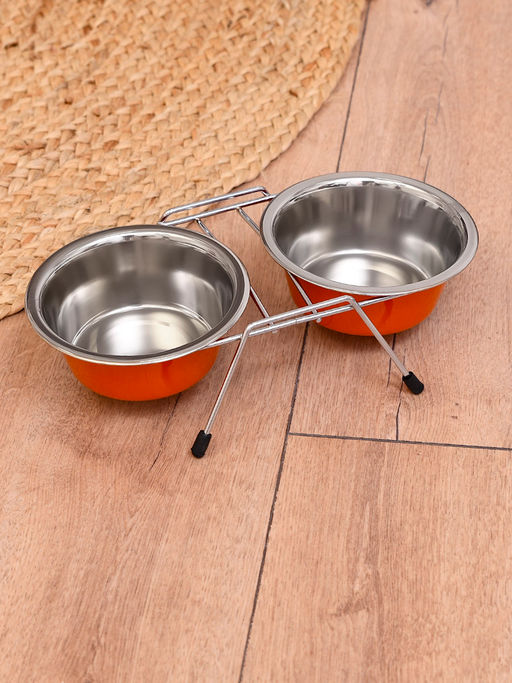 Двойная миска, "Хади" оранжевая, 400 мл AEDDC - 02