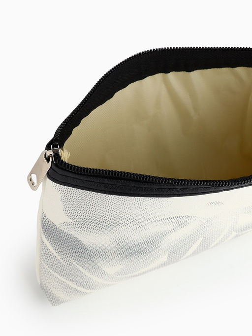 Косметичка на молнии плоская, с принтом, белая