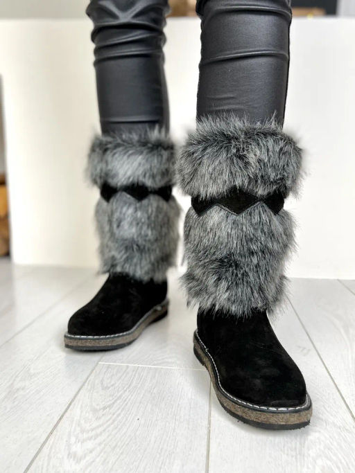сапоги унты Чернобурка, натуральный велюр,натуральна овчина войлочная подошва .