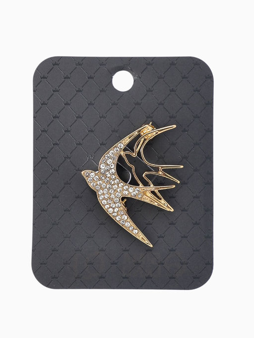 Брошь "Ласточки", цвет белый в золоте