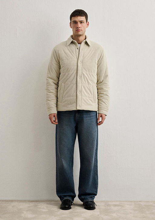 Kapitone Bej Kadife Ceket - Mavi фото 5